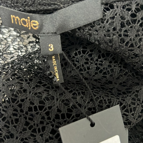 MAJE Ramona velvet trimmed lace mini dress size 3=Large NWT - Picture 8 of 12